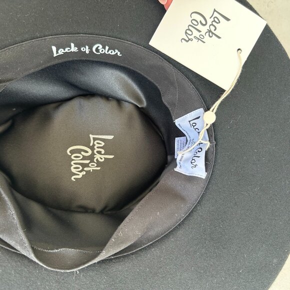 NWT Lack of Color Val Diamond Crown Wool Felt Fedora Hat Black Velvet Ribbon Ban